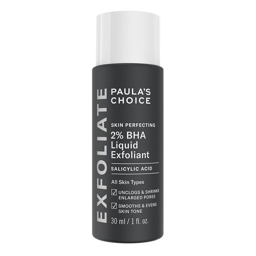 Paula's choice 2% BHA liquid Exfoliant Salicylic acid for all skin types which uncloges & skrinks pores and smooths and Evens skin tone