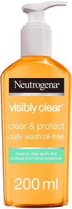 Neutrogena, Facial Wash, Visibly Clear, Clear & Protect, Oil-free, 200ml